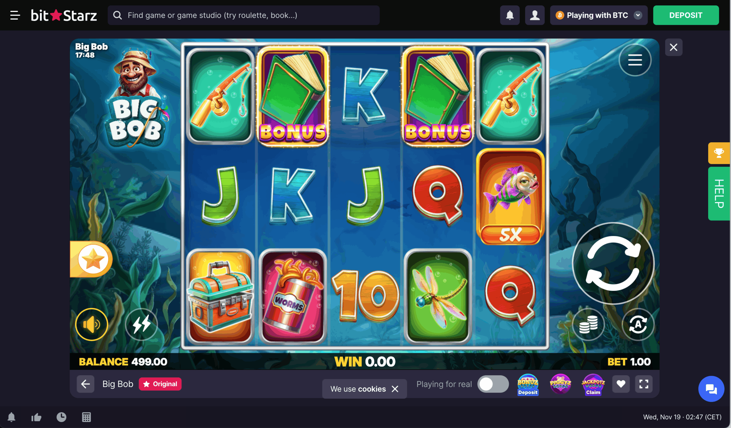 BitStarz Casino Game Interface